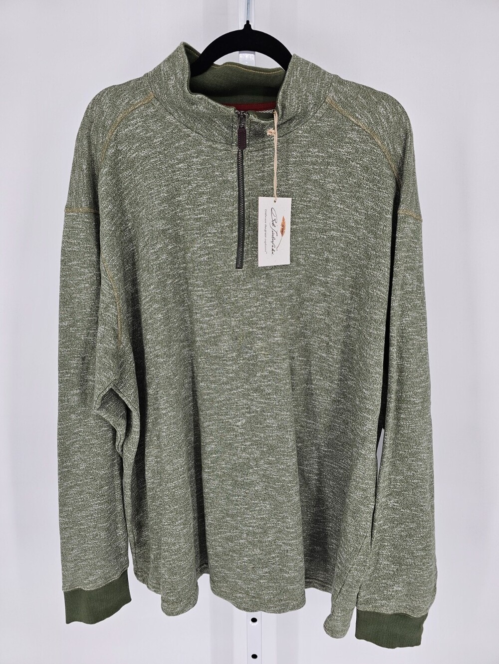 Bob Timberlake Mens Sz 2XL Pullover 1/4 Zip Sweater Light Olive Green NEW